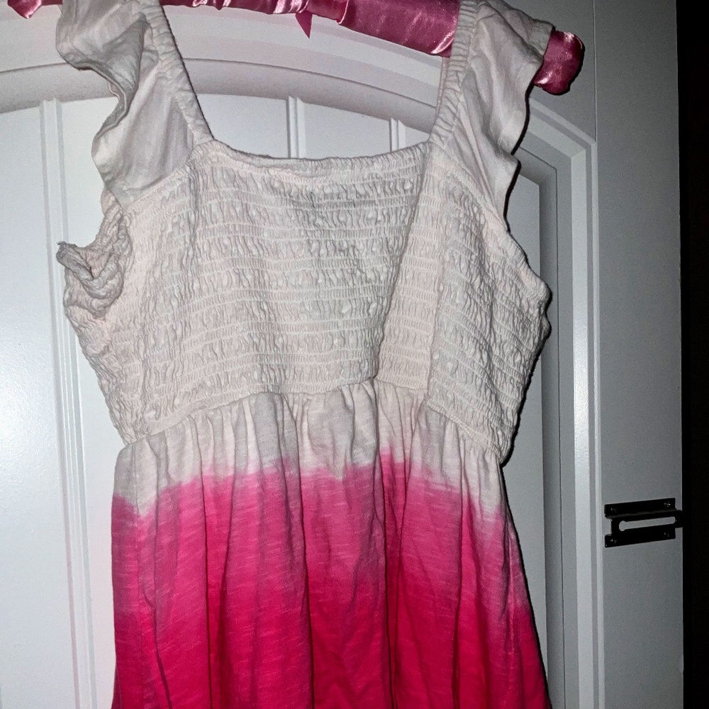 Lane Bryant white and pink ombre ruched top Size 10/12